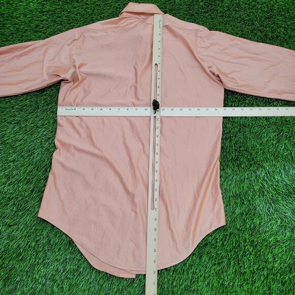 VTG 70s Munleigh Shirtmakers Qiana Nylon Button Shirt S/M 19x30 USA Salmon Pink - Picture 7 of 11